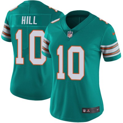 Nike Miami Dolphins #10 Tyreek Hill Aqua Green Alternate Women's Stitched NFL Vapor Untouchable Limited Jersey